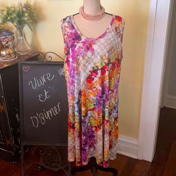 Jete Gwynnie B Sz 1X Floral Stretch Dress EUC - Picture 1 of 8